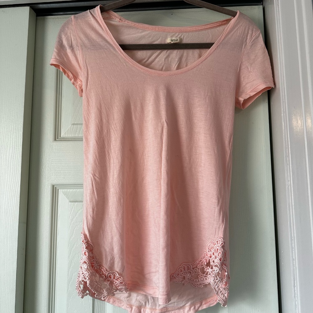 aerie Lace Trim Tee
